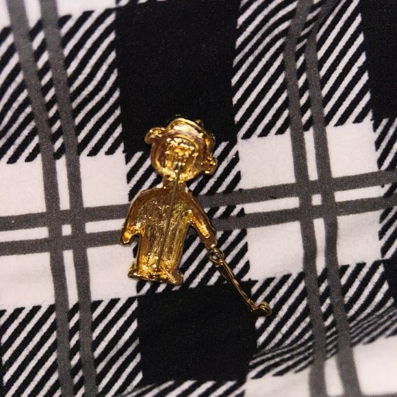 Vintage Enamel Golfer Dangling Golf Club Brooch - Picture 3 of 3